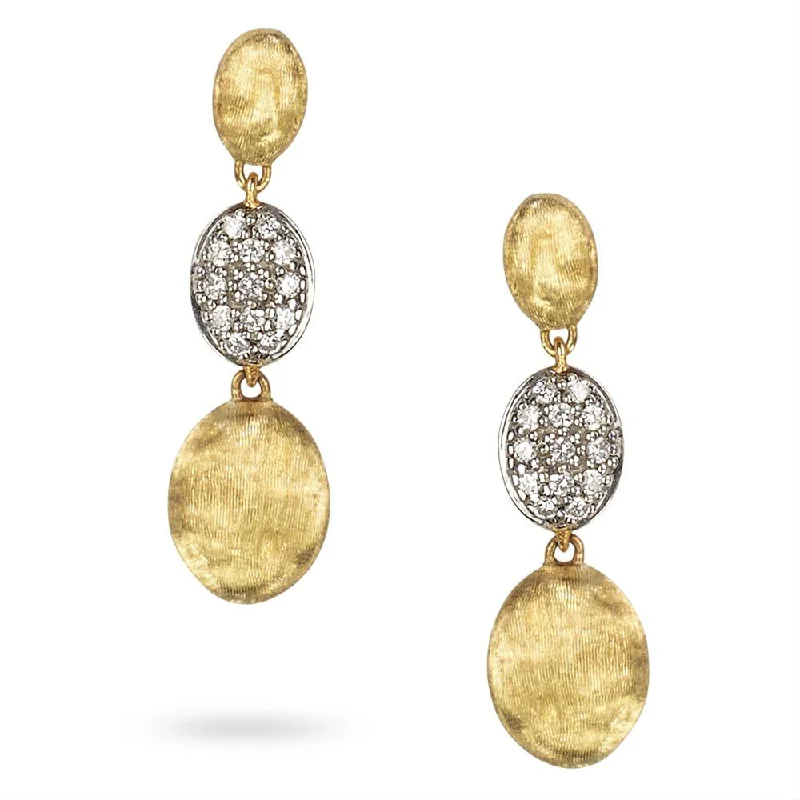 Fashion Earrings For Daily Wear-Marco Bicego Siviglia Triple Drop Diamond Earrings 18K Yellow Gold OB1234-B