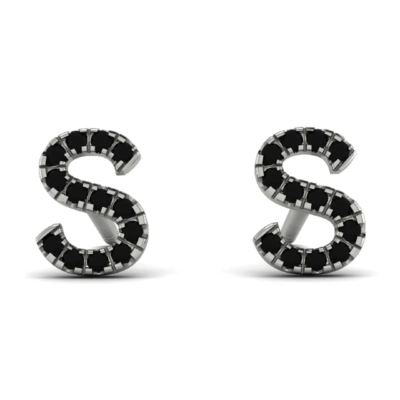 Artistic Drop Earrings For Bold Looks-Personalised Initial Black Diamond Earrings - Gloria No. 9