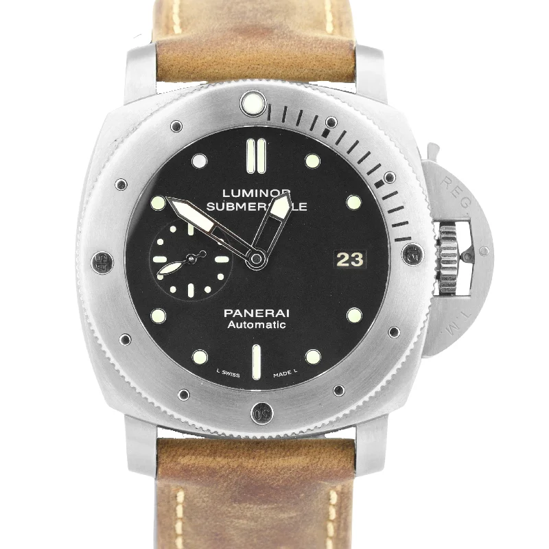 Elegant Ceramic Watches For Fashion-Forward Women-PAPERS Panerai Luminor Submersible PAM 305 Titanium Leather 47mm PAM00305 BOX