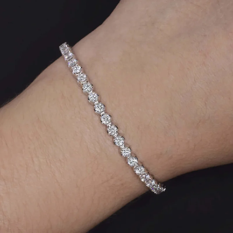 Stylish Copper Bracelets For Unique Looks-5.00ct DIAMOND TENNIS BRACELET 14k WHITE GOLD CLASSIC ROUND BRILLIANT CUT 5ct