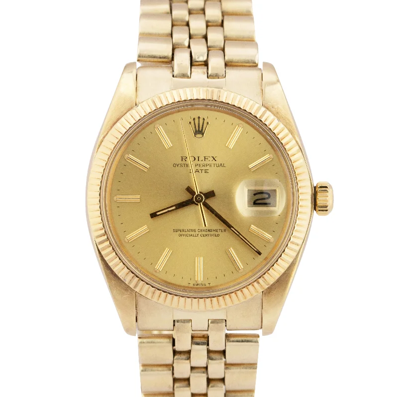 Premium Stainless Steel Watches For Durable Wear-Rolex Oyster Perpetual Date 34mm Champagne 14K Yellow Gold Jubilee Watch 1503