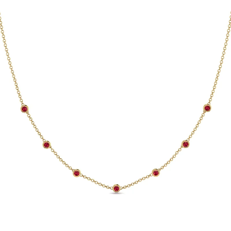 Minimalist Bezel Ruby Necklace - Liv No. 10