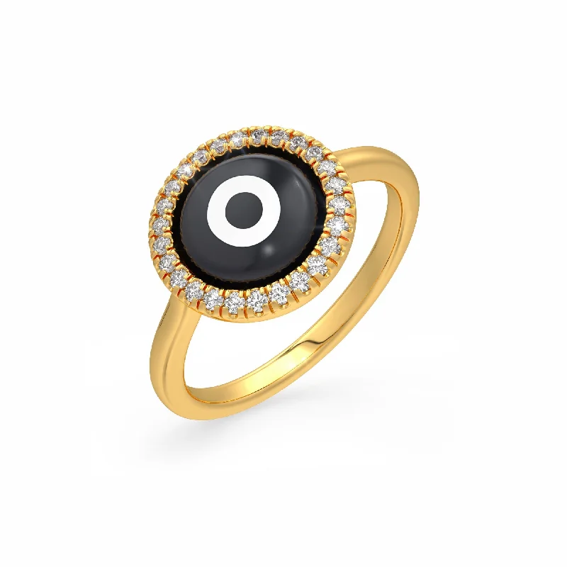 Stunning Gemstone Engagement Rings For Special Moments-Black Evil Eye Charm Ring