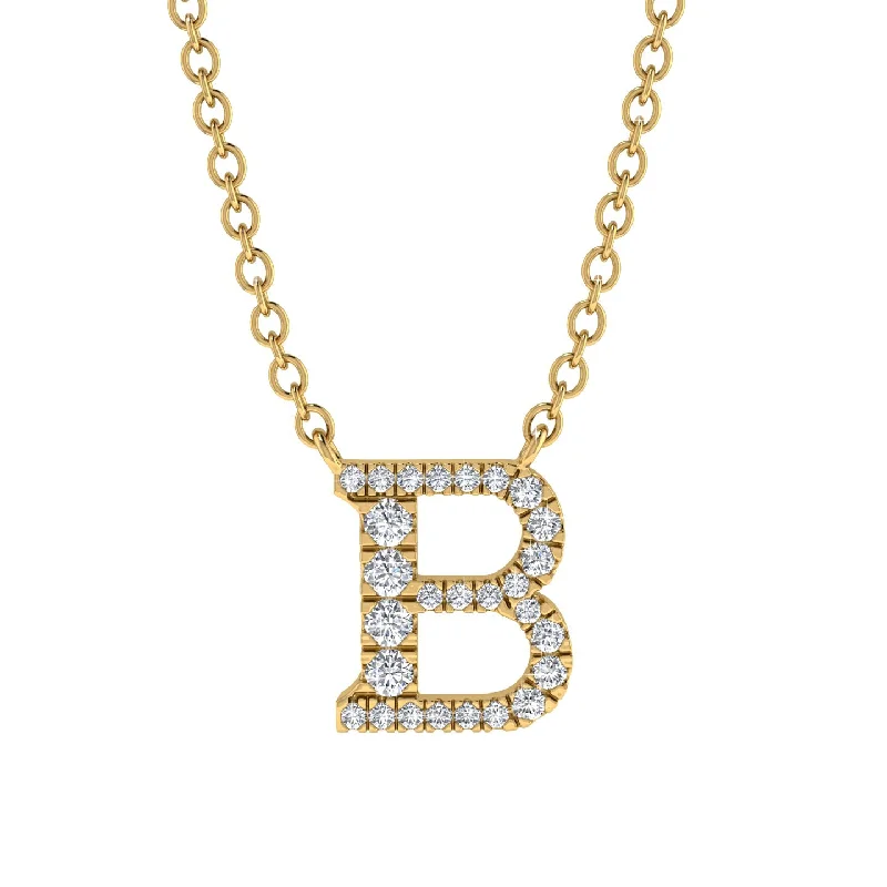 Diamond Gold Initial Necklace - B