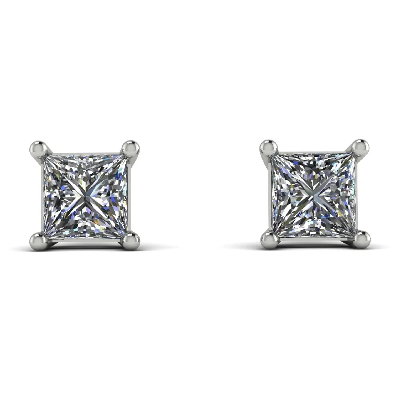 Dazzling Gold Earrings For Special Days-Princess Cut Stud Earrings - Kenia No. 3