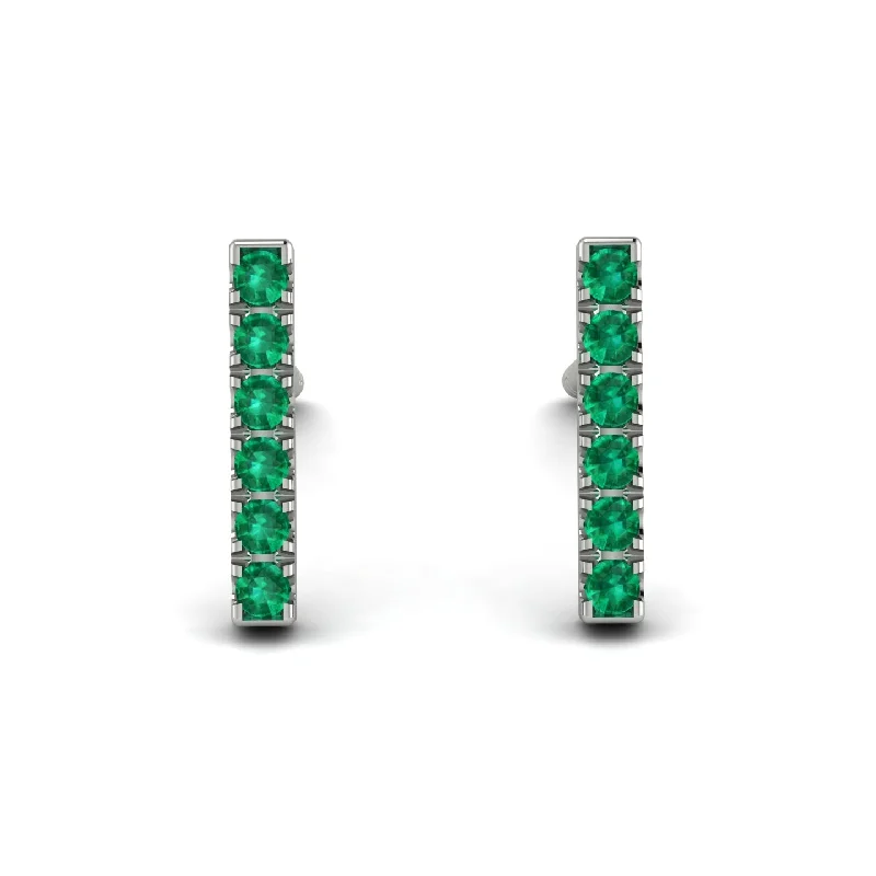 Trendy Earrings For Women’s Accessories-Geometrical Gold Bar Emerald Earrings - Bonnie No. 6