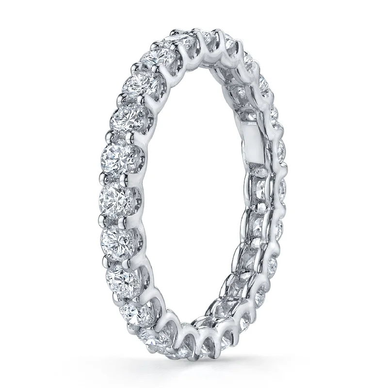 Beautiful Sapphire Wedding Rings For Bridal Fashion-Round Diamond Platinum Eternity Band