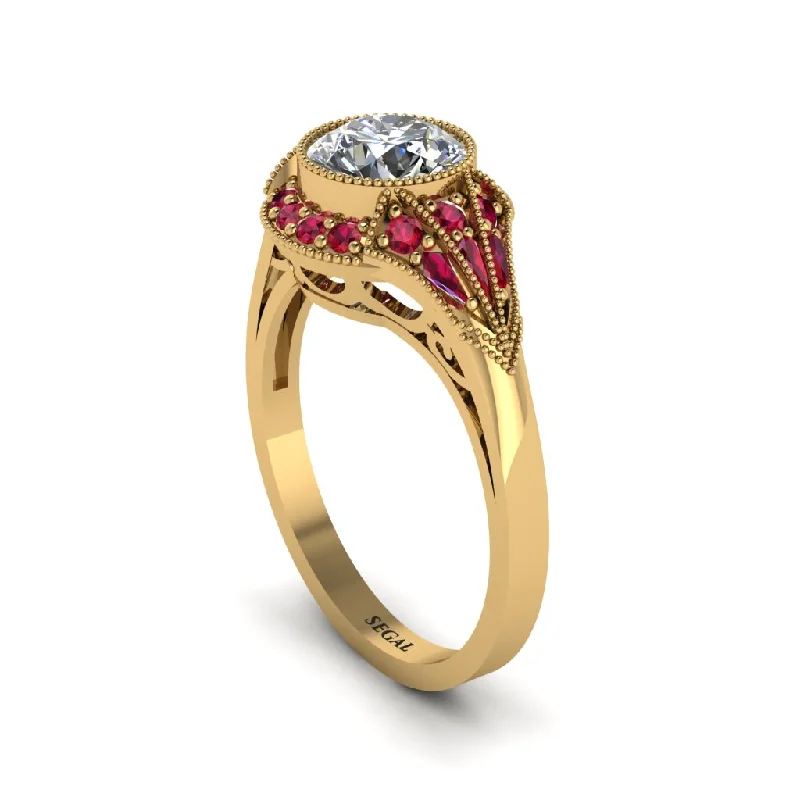 Timeless Rose Gold Wedding Rings For Elegant Appeal-Ruby Vintage-Inspired Besel Engagement Ring - Makenzie No. 46