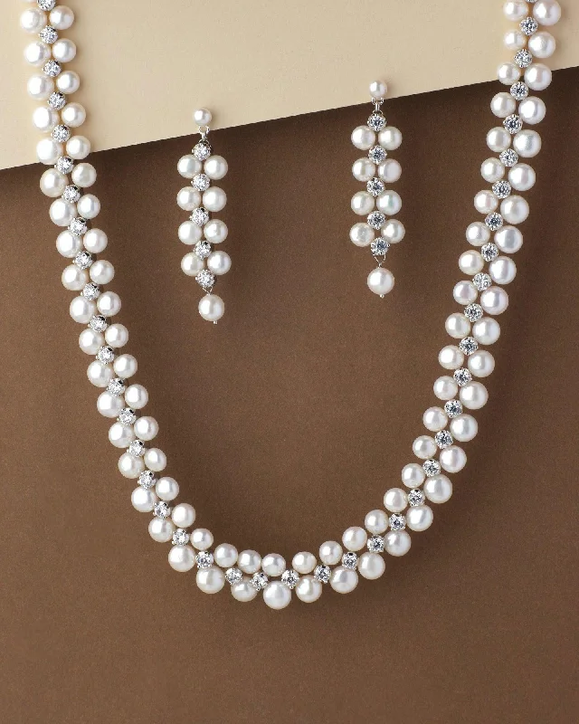 Ravishing AD Pearl Necklace Set