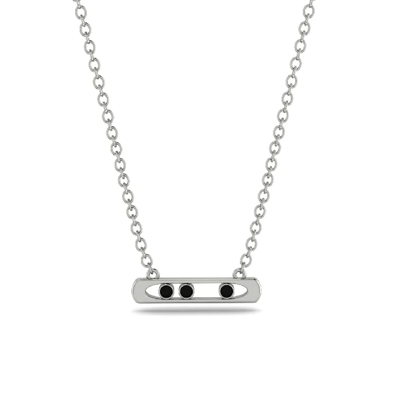 3 Black Diamond Stone Bar Necklace - Nala No. 9