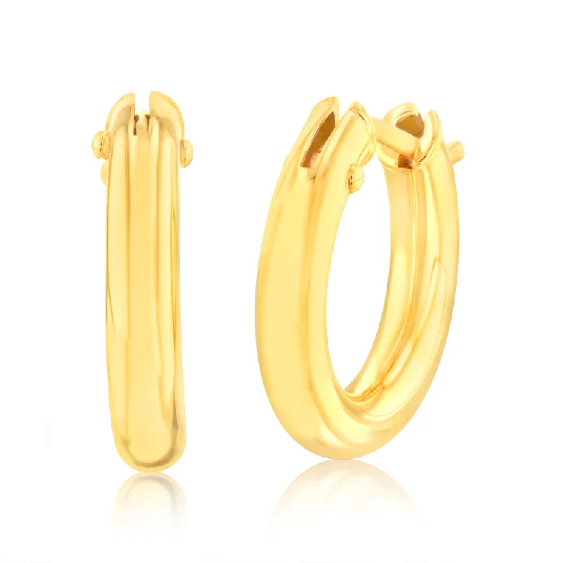 Stunning Earrings For Formal Parties-9ct Yellow Gold Plain Hoop Earrings