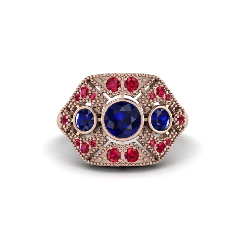 Stunning Cocktail Rings For Glamorous Parties-Sapphire Art Deco Geometric Engagement Ring - Haven No. 59