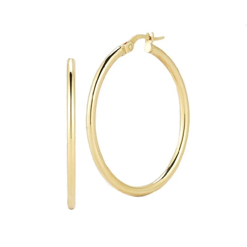 Custom Made Earrings For Special Moments-Roberto Coin 18k Yellow Gold 35MM Round Hoop Earrings