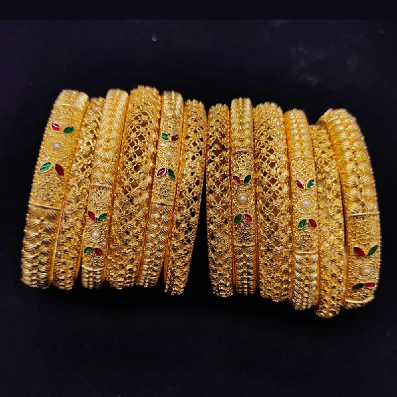 Custom Handmade Bangles For Unique Style-Pooja Bangles Gold Plated Pearls Bangles  Set