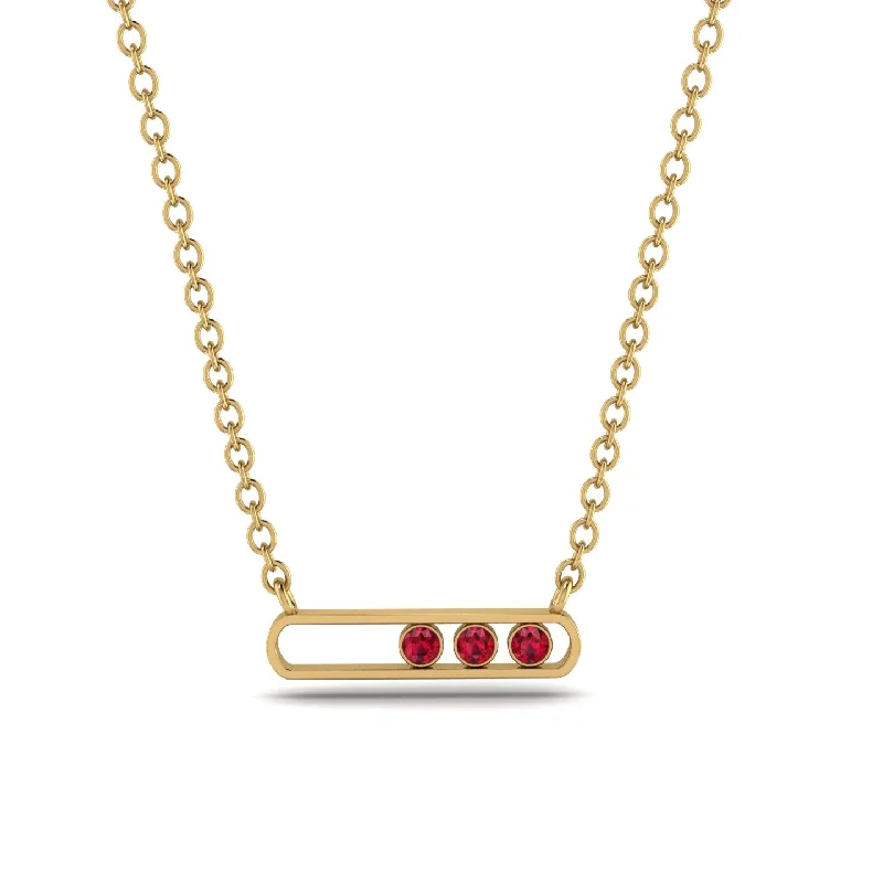 3 Ruby Stone Hollow Necklace - Zaria No. 10