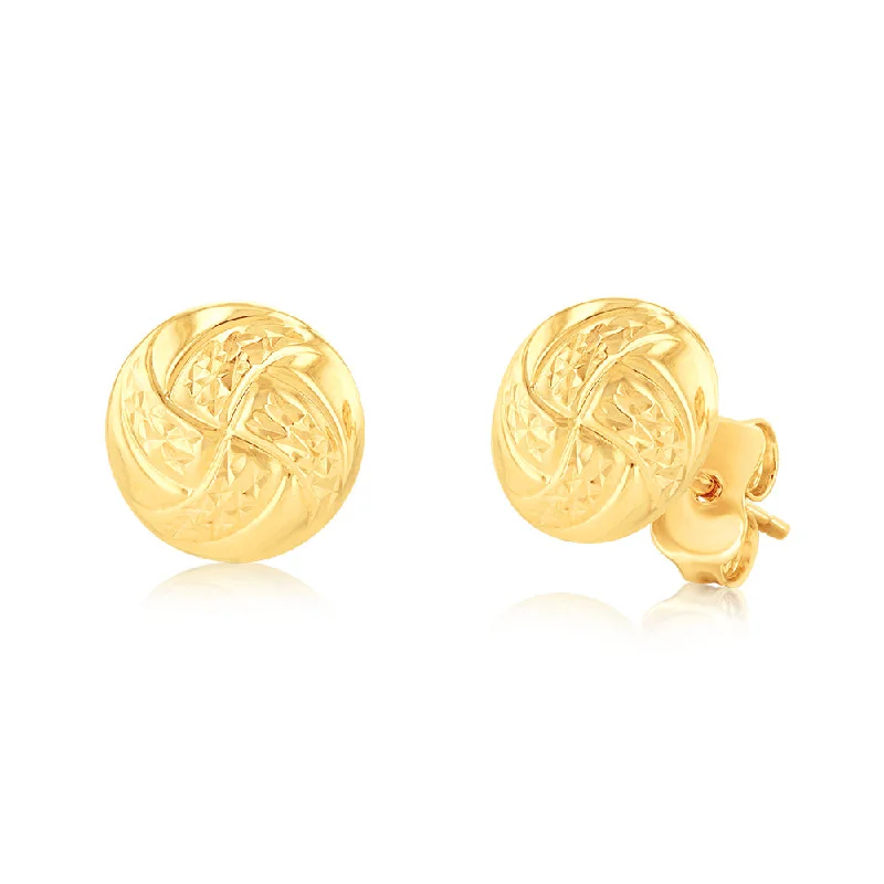 Luxurious Earrings For High-Class Events-9ct Yellow Gold Textured Stud Earrings