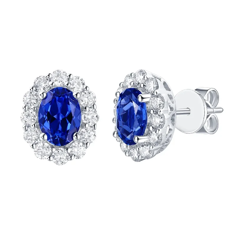 Bold Earrings For Statement Fashion-Sapphire & Diamond Stud Earrings