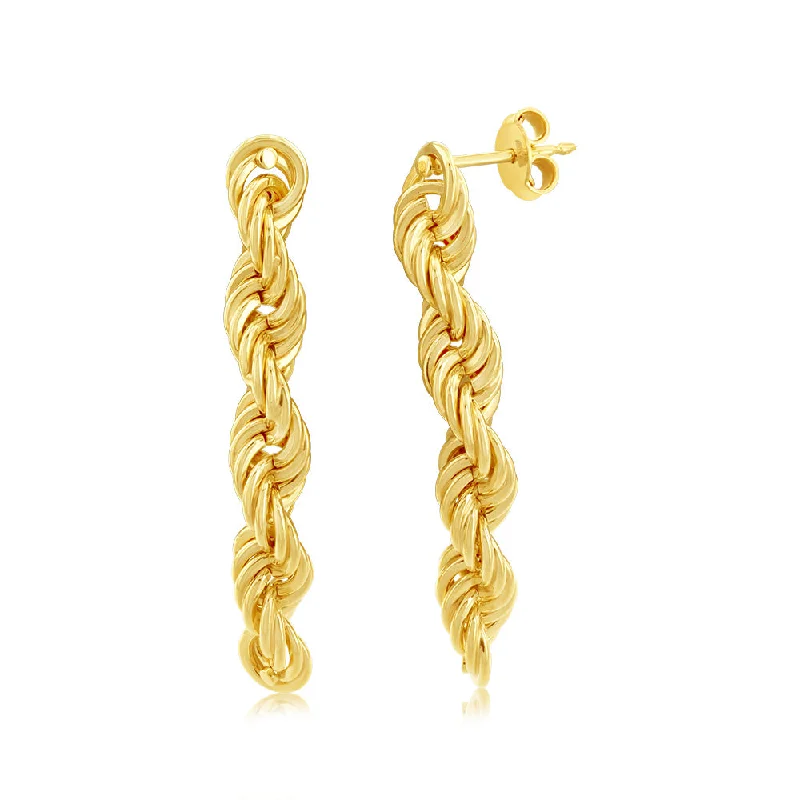 Cute Heart Earrings For Romantic Gifts-9ct Yellow Gold Silverfilled Knotted Drop Earrings