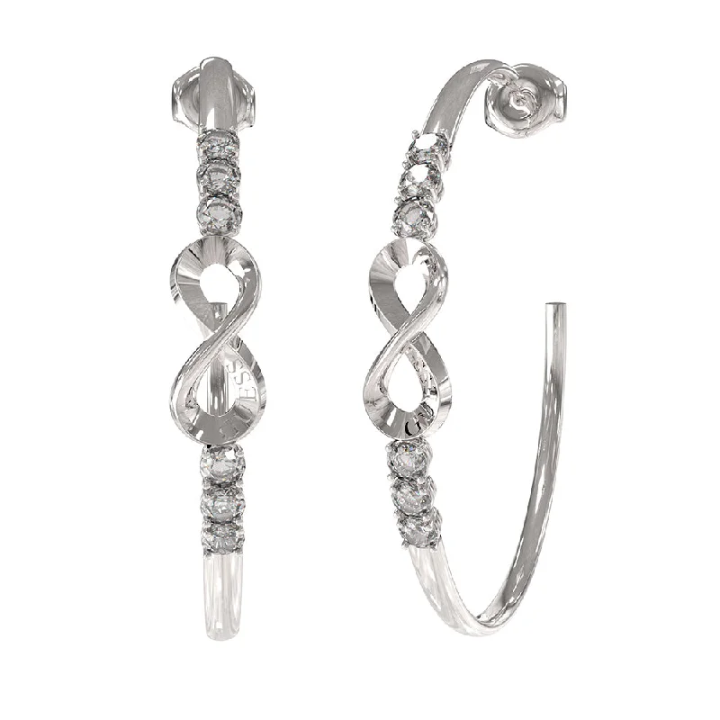 Sparkling Silver Earrings For Everyday Glam-Guess Stainless Steel Rhodium Plated 50mm Infinity Hoop Earrings