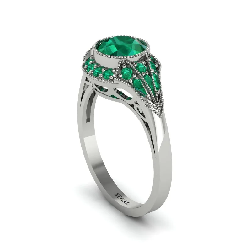 Personalized Name Rings For Custom Jewelry-Emerald Vintage-Inspired Besel Engagement Ring - Makenzie No. 21