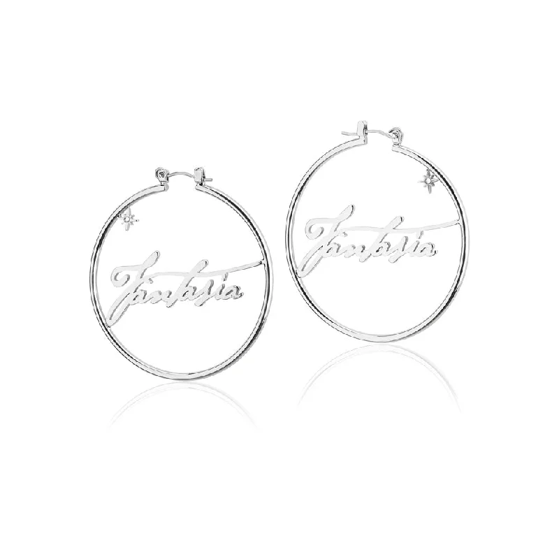 Summer Earrings For Beach Vibes-Disney Fantasia White Gold Plated 50mm Hoop Earrings