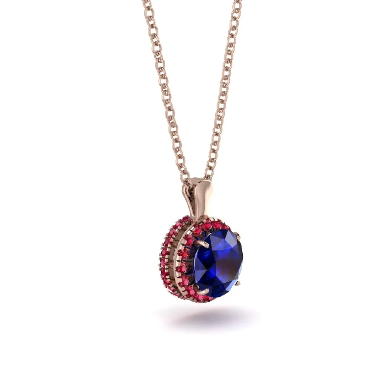 Hidden Halo Sapphire Necklace - Catalina No. 59