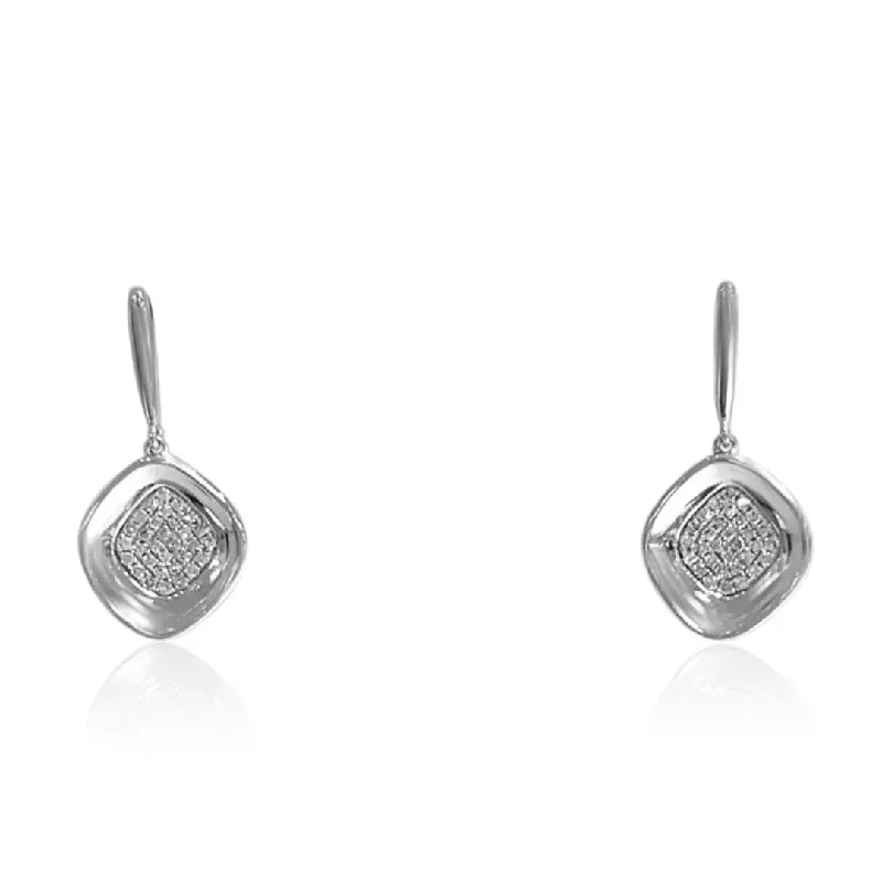 Handmade Resin Earrings For Bold Style-White Gold Pave Diamond Hanging Earrings