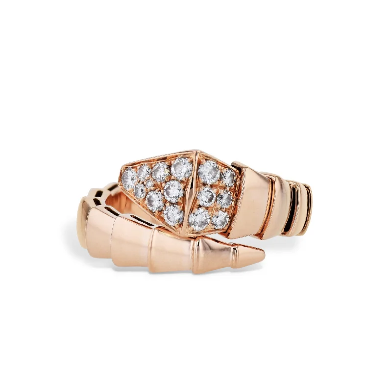 Stunning Rose Gold Wedding Bands For Fashion-Forward Brides-Bulgari Serpenti Viper Diamond Rose Gold Estate Ring