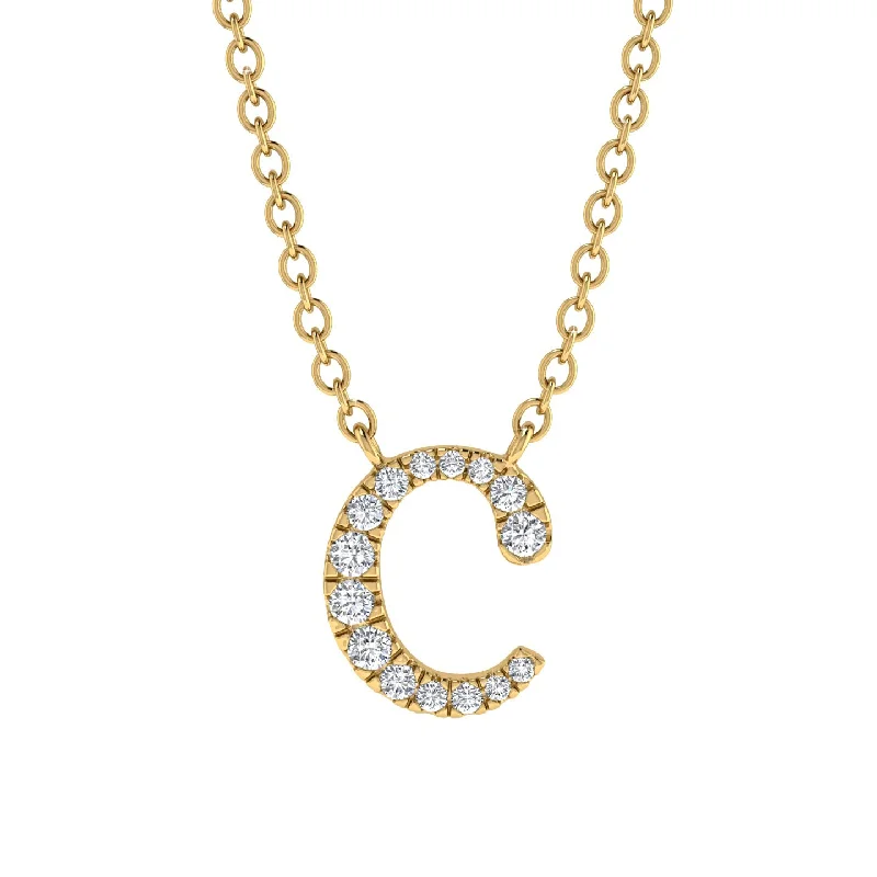 Diamond Gold Initial Necklace - C