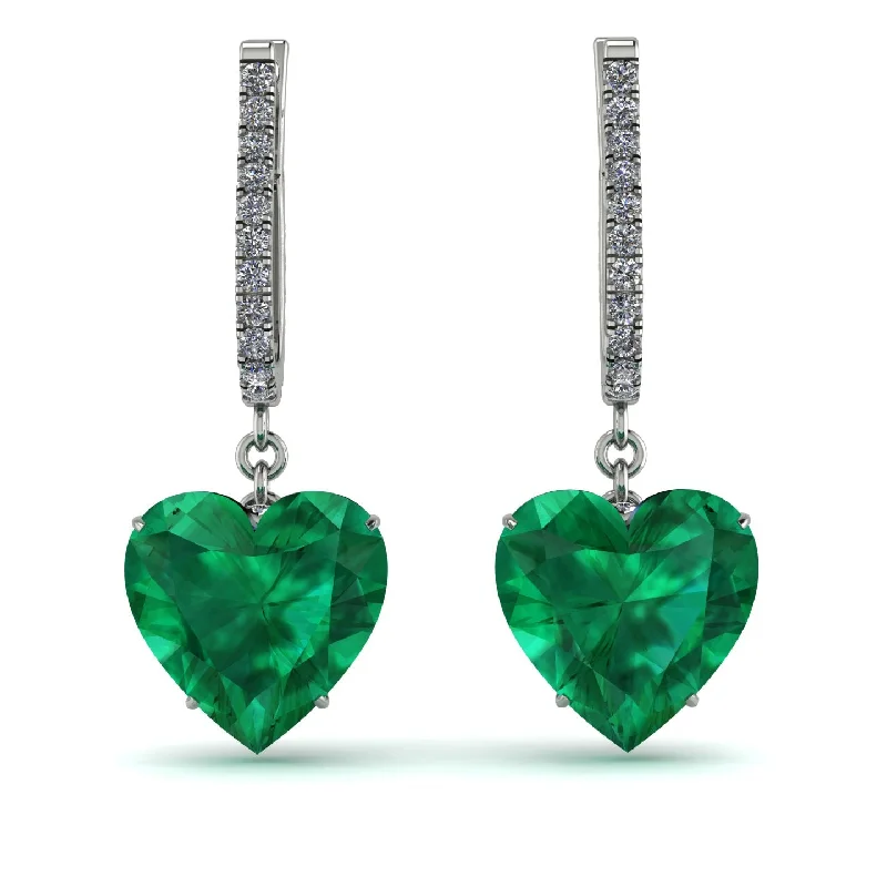 Designer Drop Earrings For High-Fashion Looks-Heart Emerald Earrings - Noelle No. 6