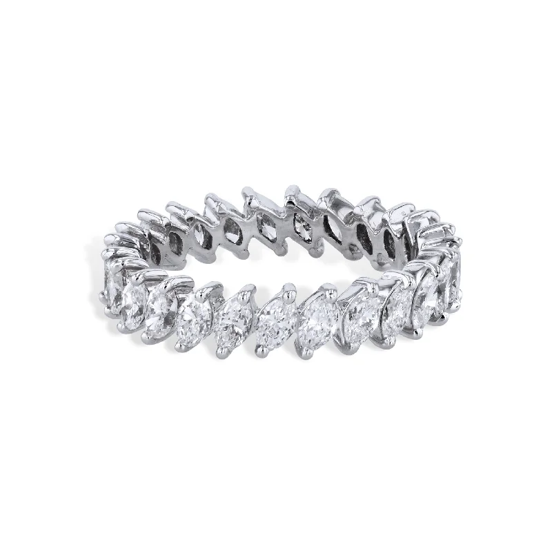 Unique Engagement Rings For Creative Proposals-Marquise Diamond Platinum Estate Eternity Band