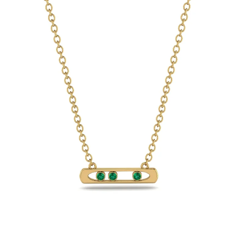 3 Emerald Stone Bar Necklace - Nala No. 4