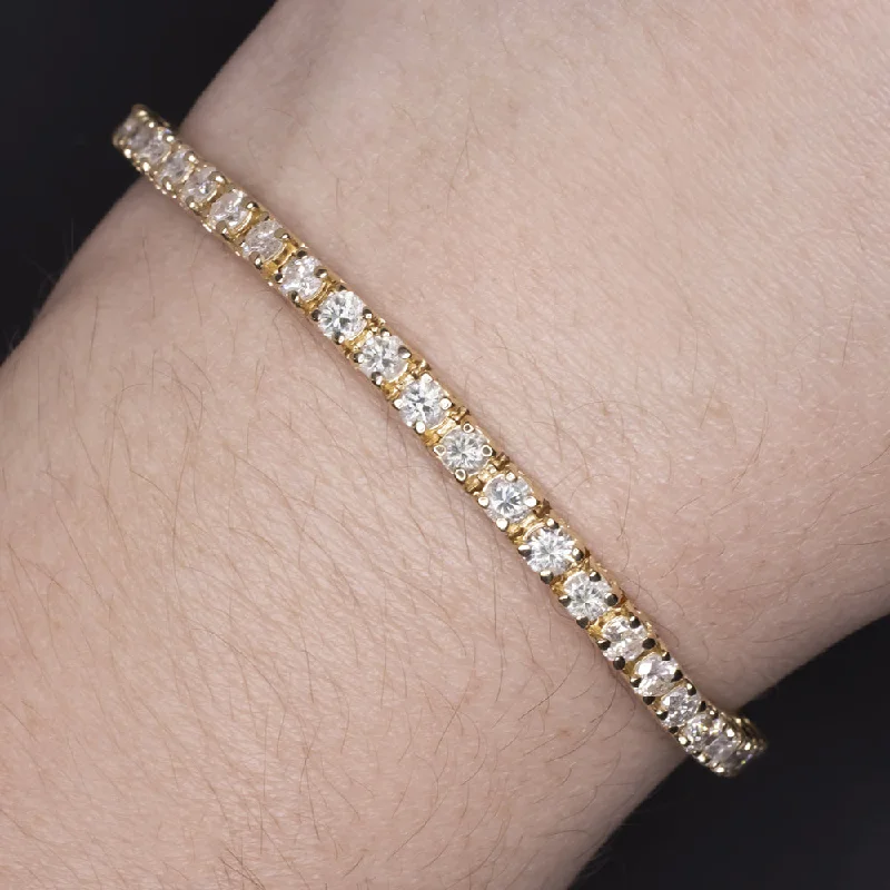 Simple Charm Bracelets For Personalized Touch-5 CARAT NATURAL DIAMOND TENNIS BRACELET 14k YELLOW GOLD ROUND BRILLIANT CUT 5ct