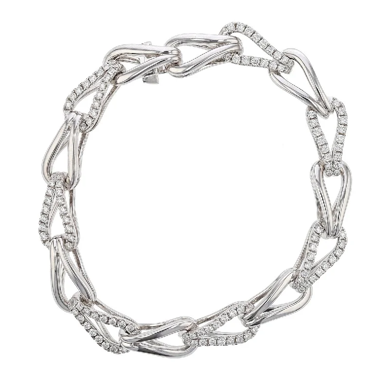 Custom Silver Bracelets For Personalized Jewelry-Diamond V-Link Bracelet