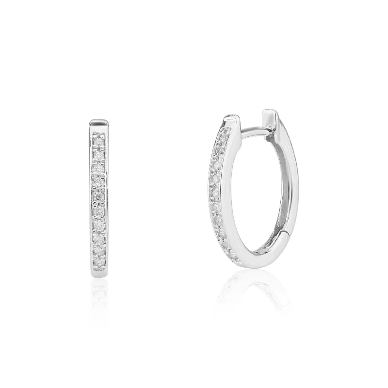 Customizable Earrings For Special Events-Oval Hoop Diamond Earrings