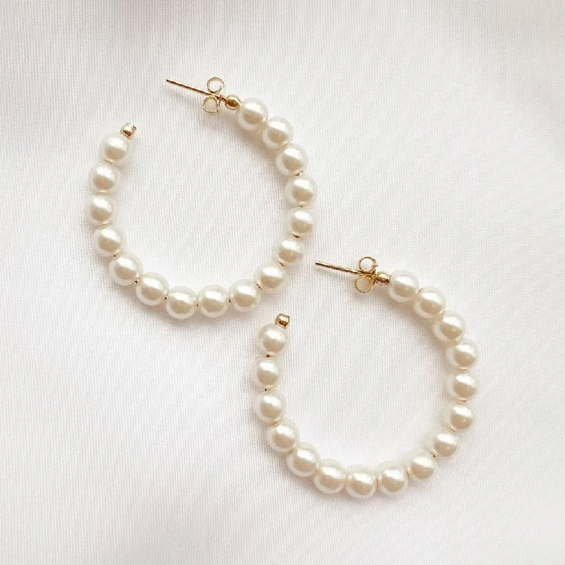 Custom Crystal Earrings For Personalized Style-Ocean Ave Pearl Hoop Earrings