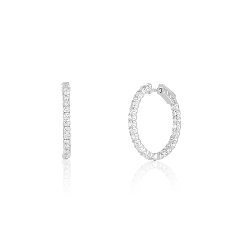 Geometric Earrings For Modern Appeal-In And Out Diamond Hoop Earrings