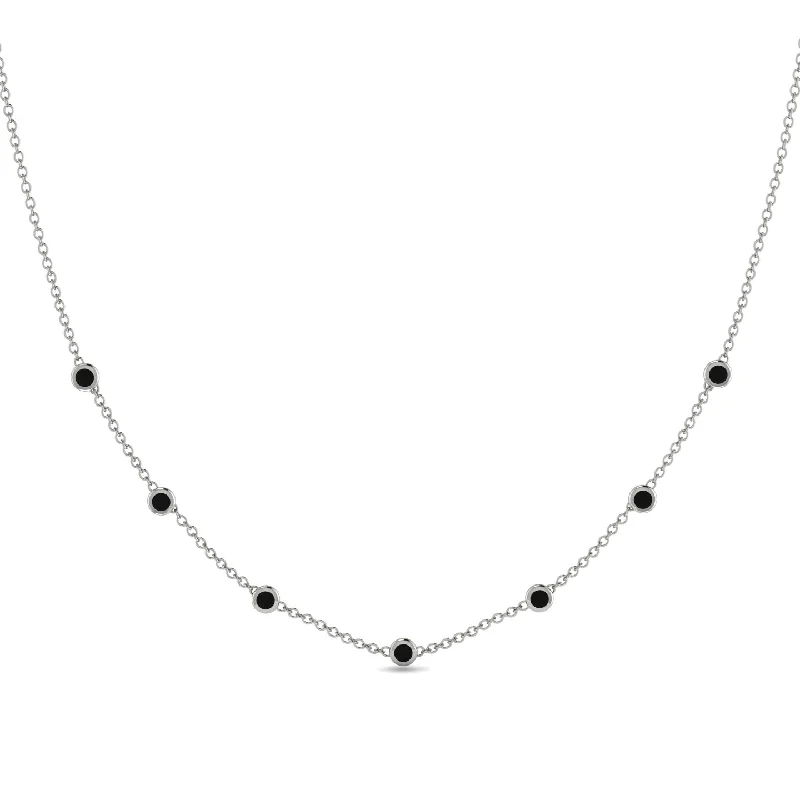 Minimalist Bezel Black Diamond Necklace - Liv No. 9