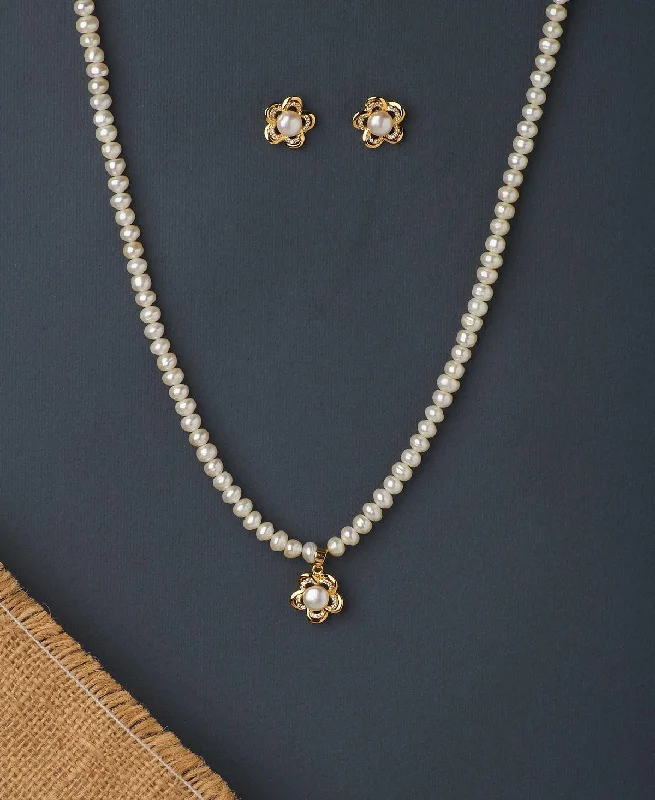 Floral Real Pearl Necklace Set