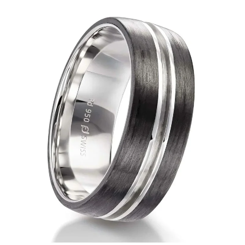 Unique Platinum Rings For Special Occasions-Palladium and Carbon 8mm Wedding Band Ring