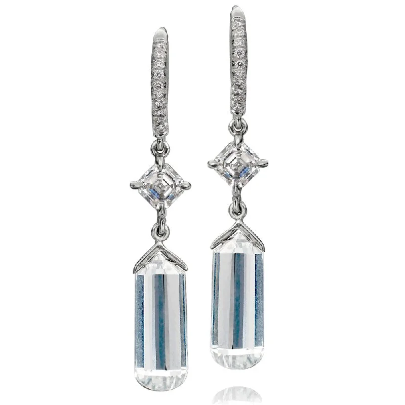 Beaded Dangle Earrings For Casual Days-Platinum Briolette Diamond Dangle Earrings 3.09 Carats