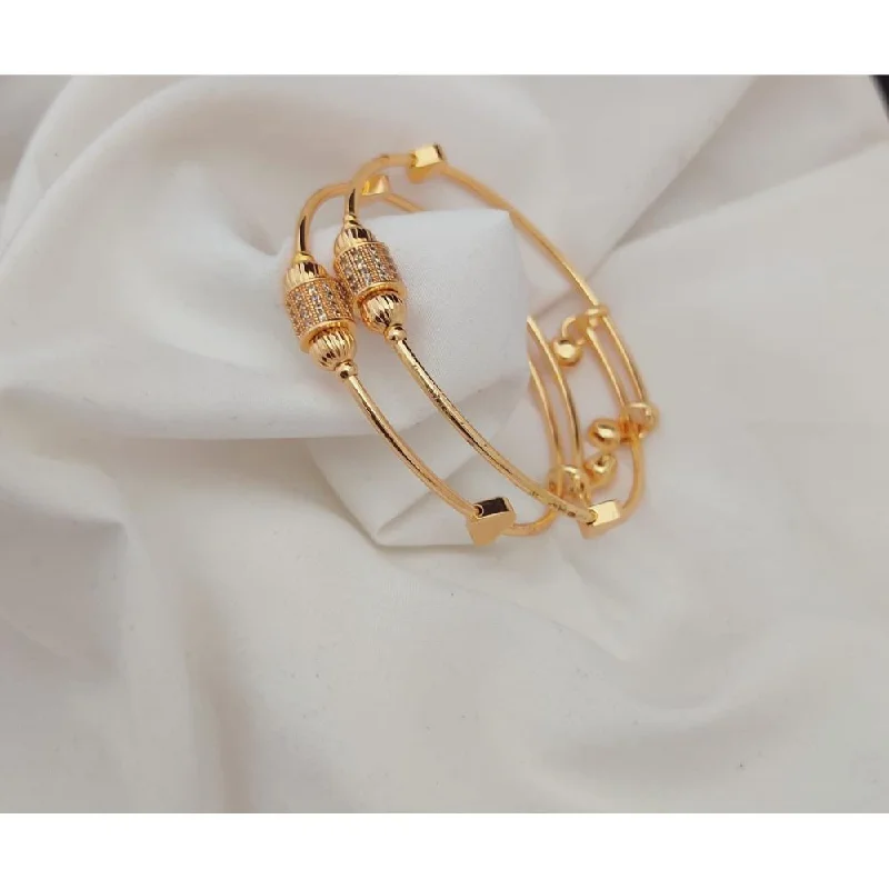 Elegant Designer Bangles For High-End Fashion-Akruti Collection Gold Plated Adjustable Bangle Set