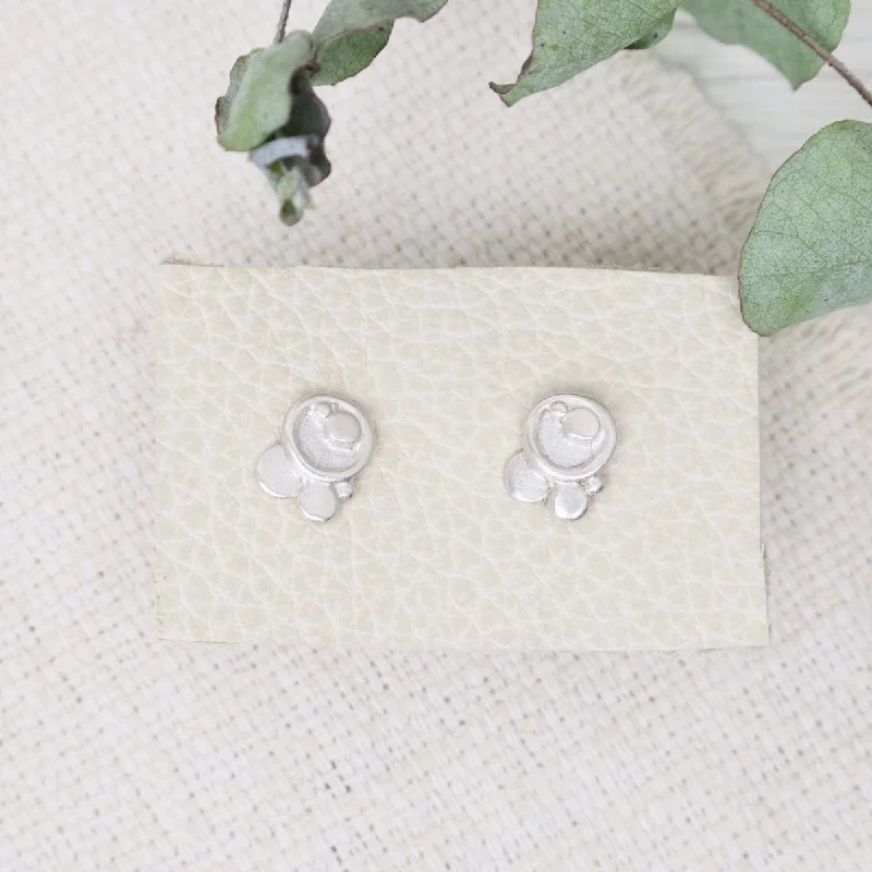 Handmade Silver Earrings For Unique Appeal-Bubble Stud Earrings