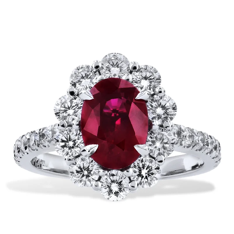 Luxury Gemstone Wedding Rings For Special Occasions-2.13 Carat Vivid Burma Ruby And Diamond Ring