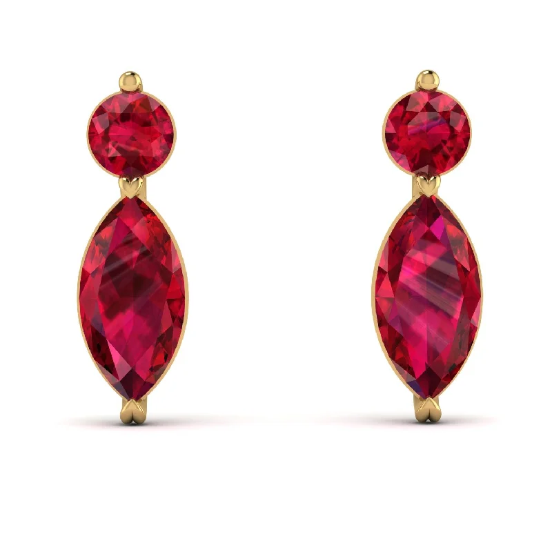 Beautiful Gemstone Earrings For Special Moments-Hanging Marquise Ruby Earrings - Lacey No. 10