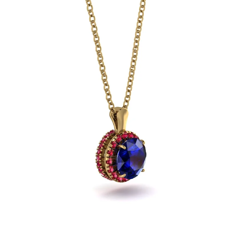 Hidden Halo Sapphire Necklace - Catalina No. 58