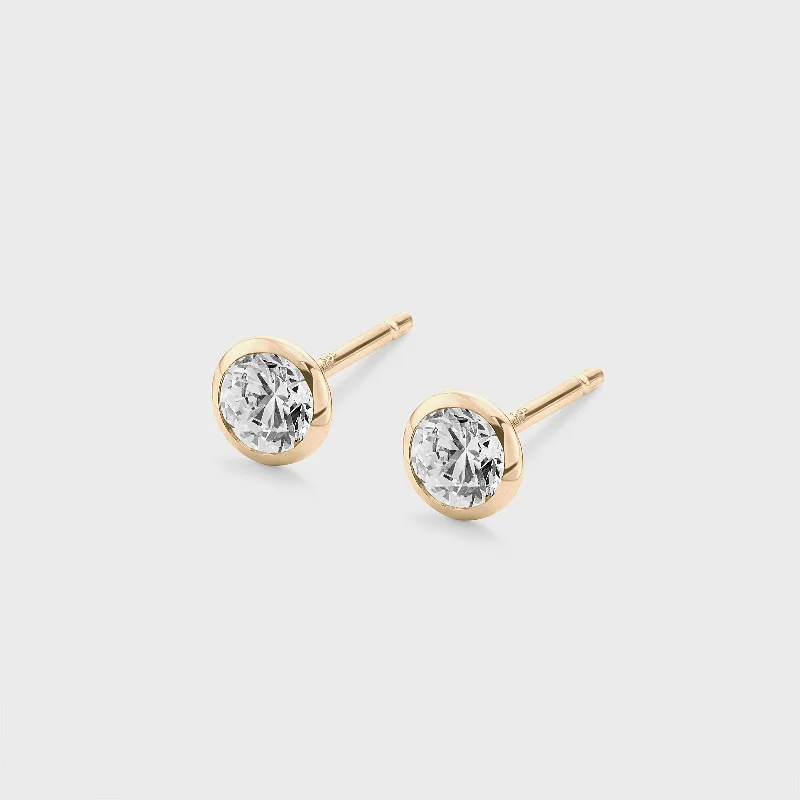 Crystal Drop Earrings For Sparkling Looks-Bezel Studs