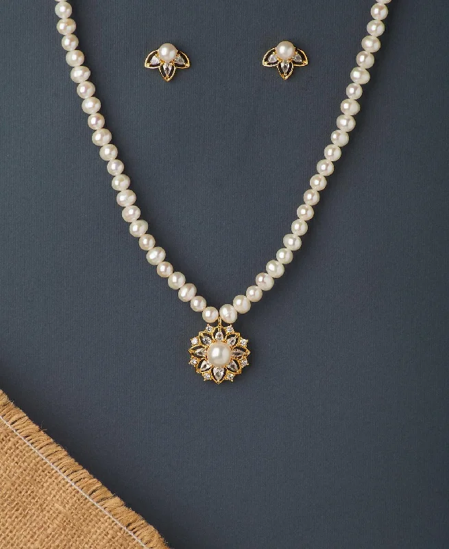 Floral Real Pearl Necklace Set