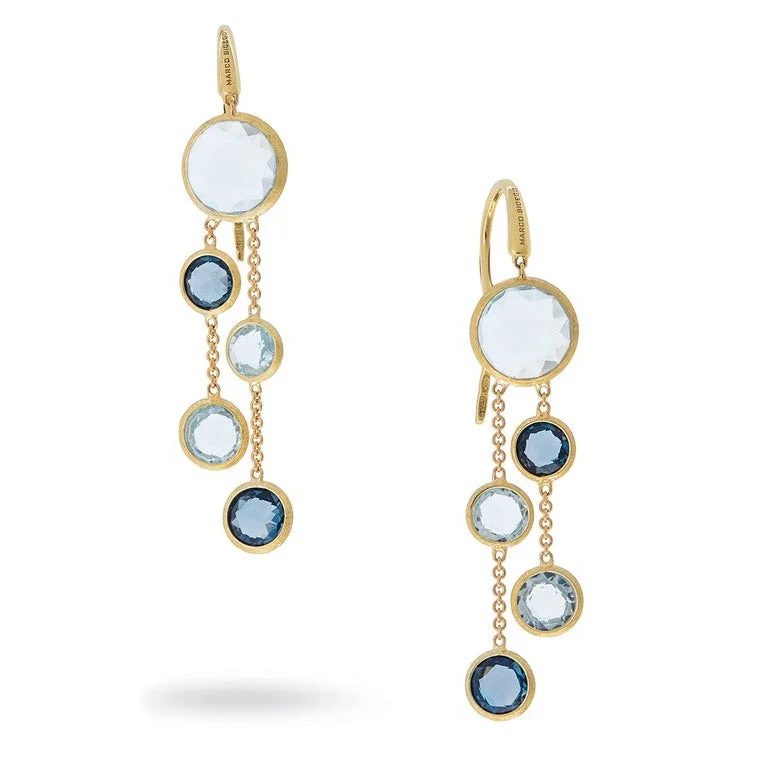 Artistic Earrings For Creative Fashionistas-Marco Bicego Jaipur Blue Topaz  Double Strand Earrings OB1290