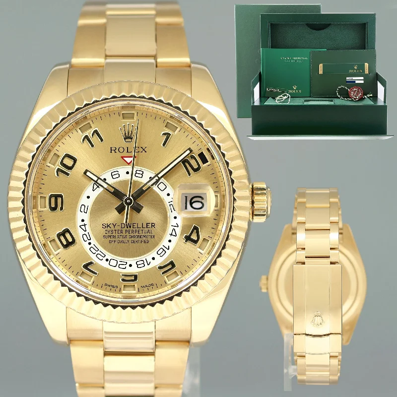 Sleek Men’s Watches For Everyday Elegance-PAPERS MINT Rolex Sky-Dweller Yellow Gold Champagne Arabic 326938 Watch Box